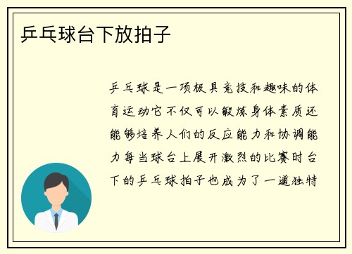 乒乓球台下放拍子